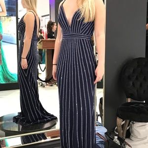 BNWT Jovani 73508 (discontinued!) Navy & Silver stunning prom dress size 0.